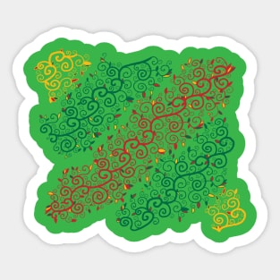 Lithuanian Vine Pattern - Yellow, Green and Red Sticker